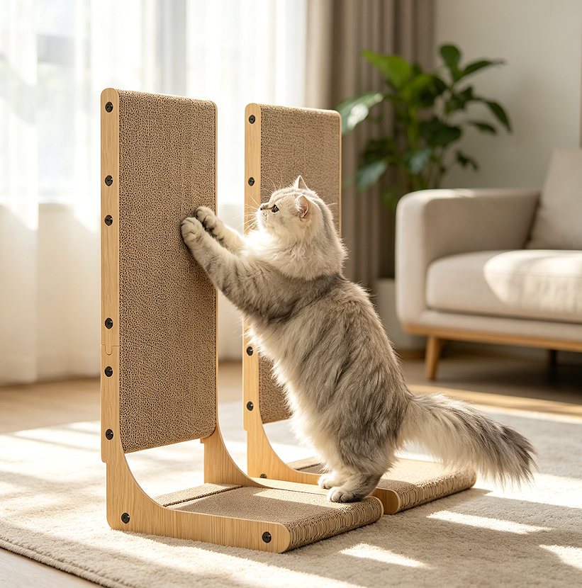13 Large L-Shape Vertical Cardboard Scratcher 2-Pack - Image 1