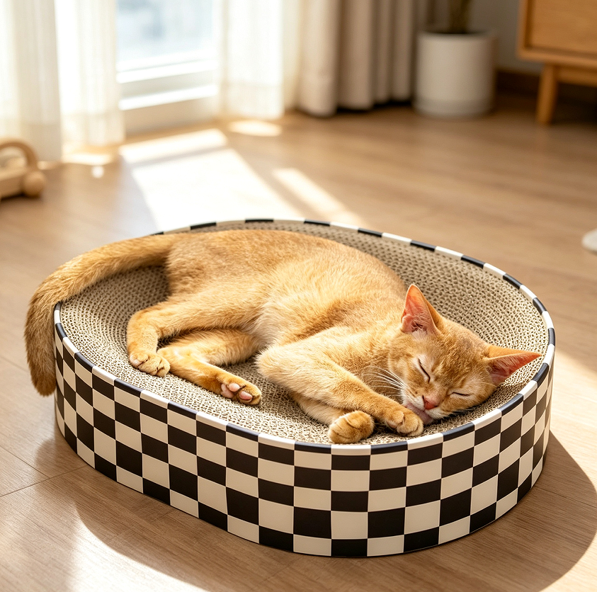 14 Oval 2-in-1 Cat Scratch Bowl Lounger - Image 1