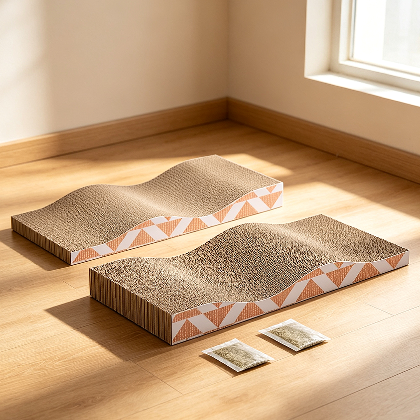 18 Curved Single-Layer Catnip Scratch Pad 2-Pack - Image 1