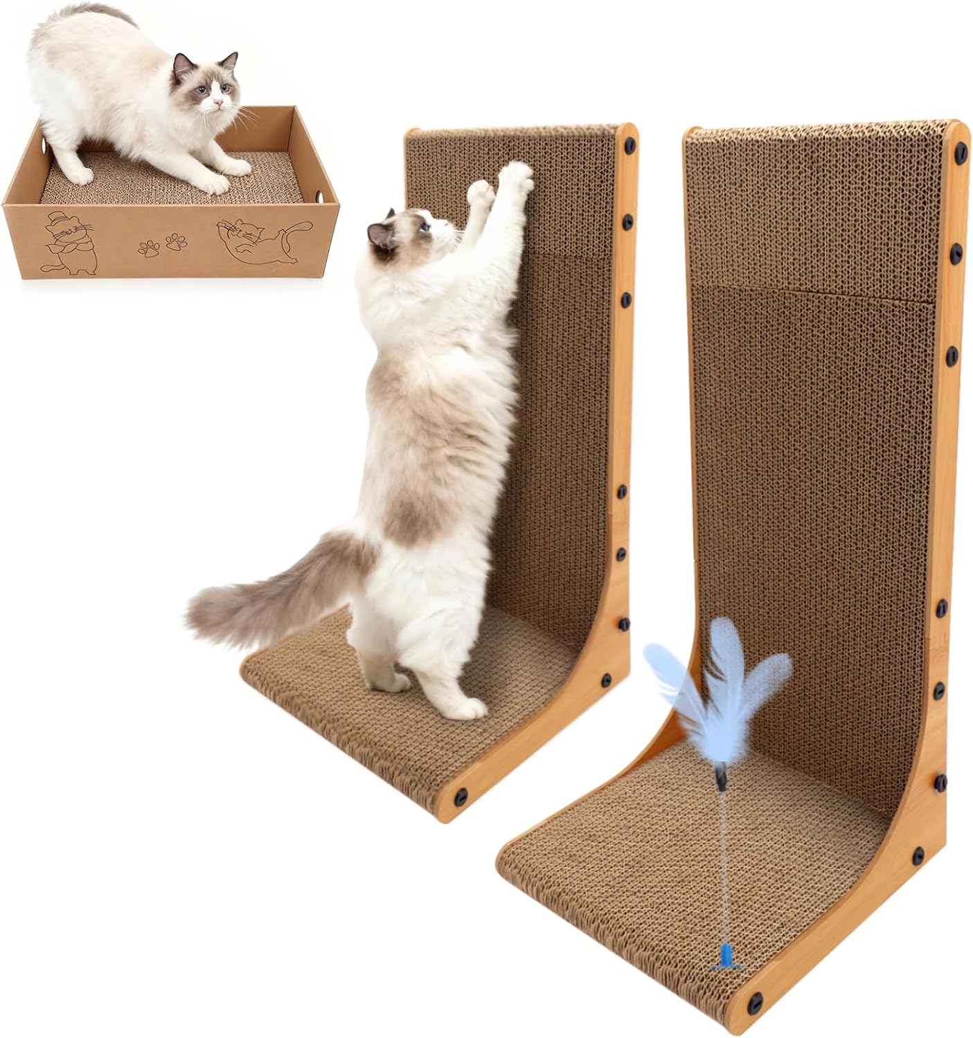 7128as09w5L._AC_SL1500_.jpg 3-in-1 Cat Scratching Set with Feathered Toy - Image 1