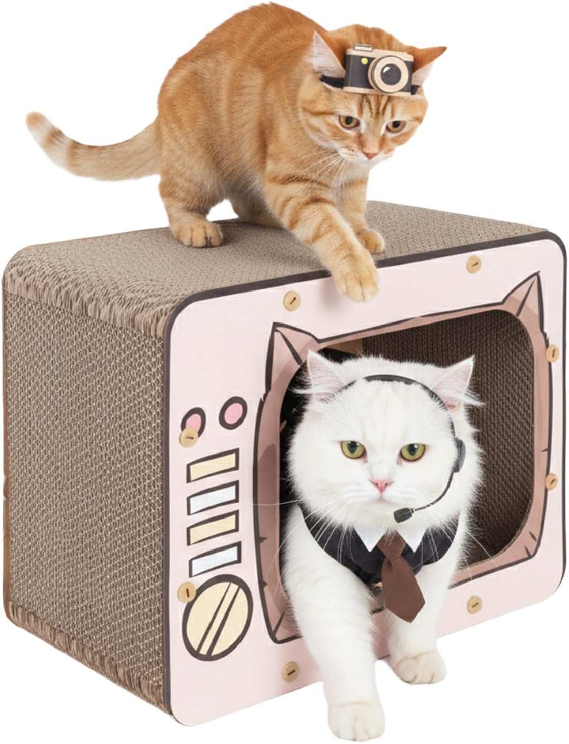 71FsqJ-6cWL._AC_SL1500_.jpg Two-Story Cardboard Cat House with Scratch Pads - Image 1