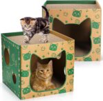 Cardboard Cat Houses with Scratch Pads 2-Pack