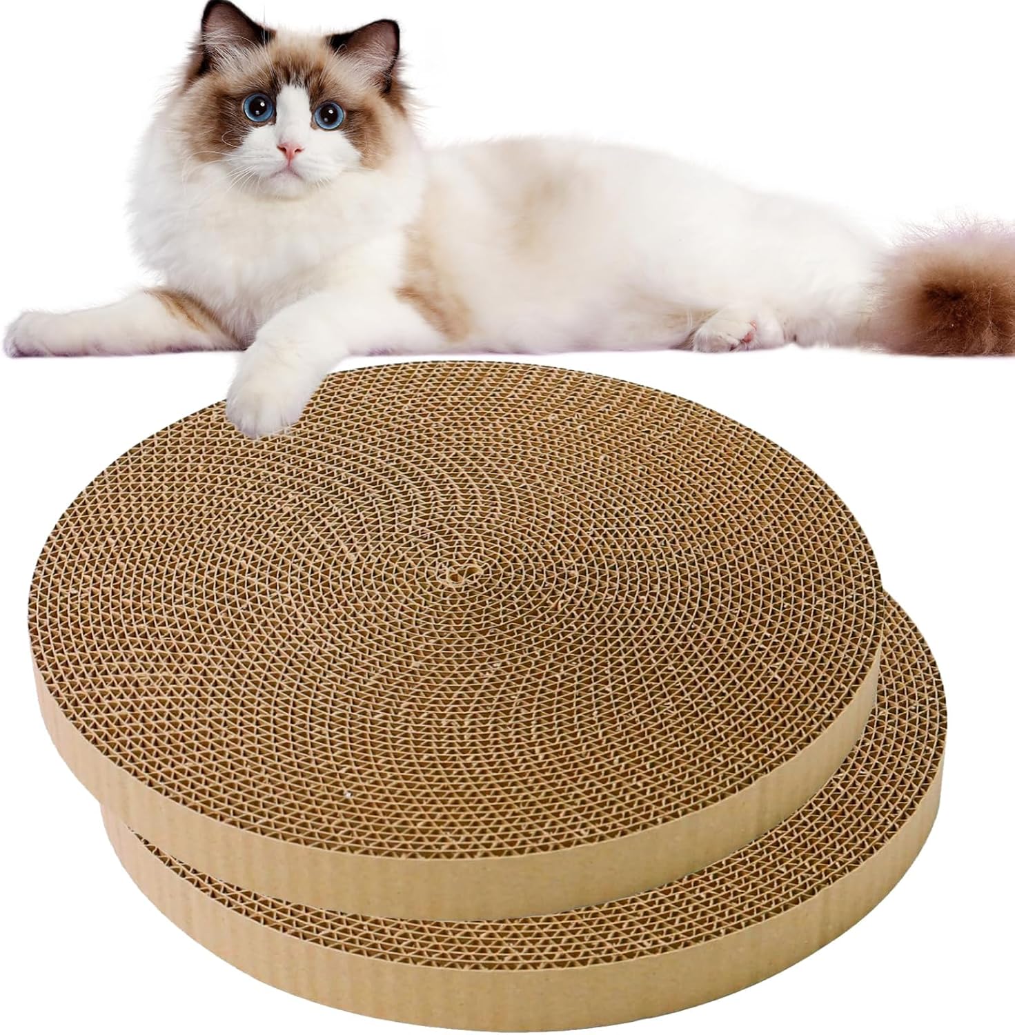 81WoM9o61fL._AC_SL1500_.jpg Round Cat Scratcher Refill Pads 2-Pack - Image 1