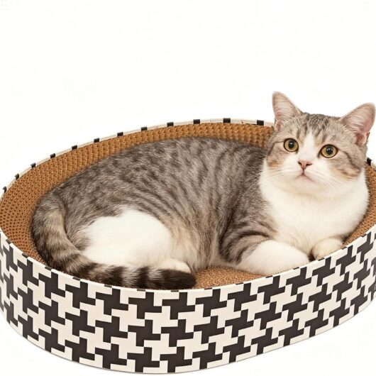 Round Oval Corrugated Cat Scratcher Bed 2-in-1