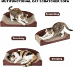 Large Brown Cat Scratcher Couch with Ball - Image 2