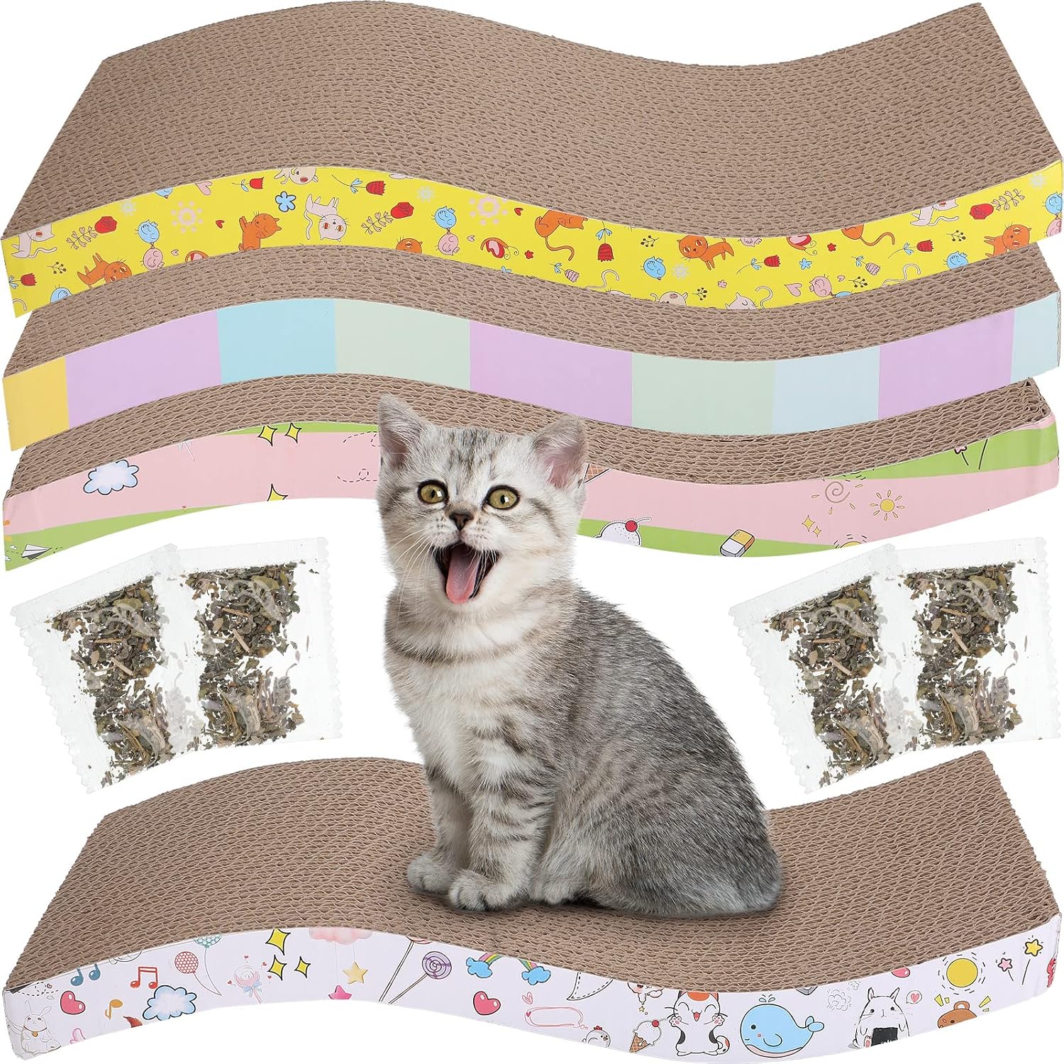 917ig7u2-6L._AC_SL1500_.jpg S-Shape Reversible Cardboard Cat Scratch Pad 4-Piece - Image 1